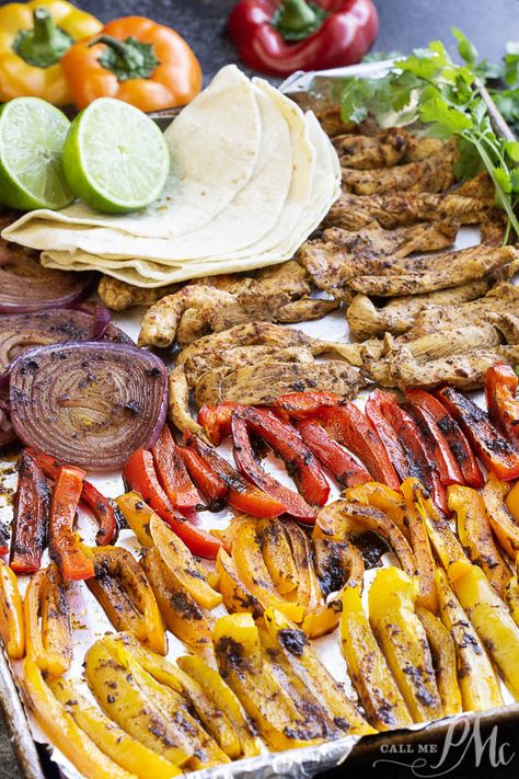 Healthy 20 Minute Chili Lime Sheet Pan Chicken Fajita Recipe Healthy Tortillas, Healthy Tortilla, Chicken Fajita Recipe, Pan Chicken Fajitas, Sheet Pan Chicken, Healthy Weeknight Meals, Chicken Fajita, Chicken And Shrimp, Fajita Recipe