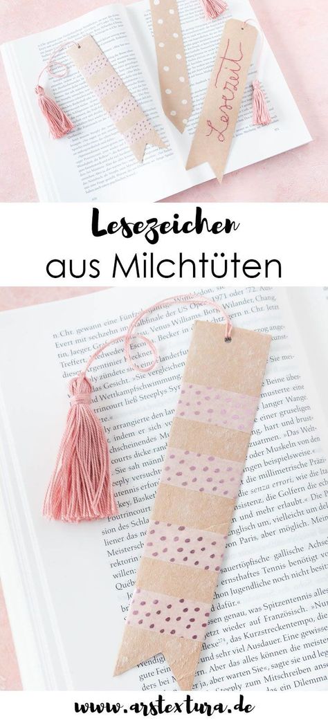 Upcycling Idee: Lesezeichen aus Milchtüten oder Tetra Paks basteln - Lesezeichen selber machen #upcycling #lesezeichen #nachhaltig Tetra Pak, Crafts Decor, Work Diy, Kinds Of Salad, Milk Carton, Wrapping Ideas, Diy Blog, Types Of Food, Inspire Others