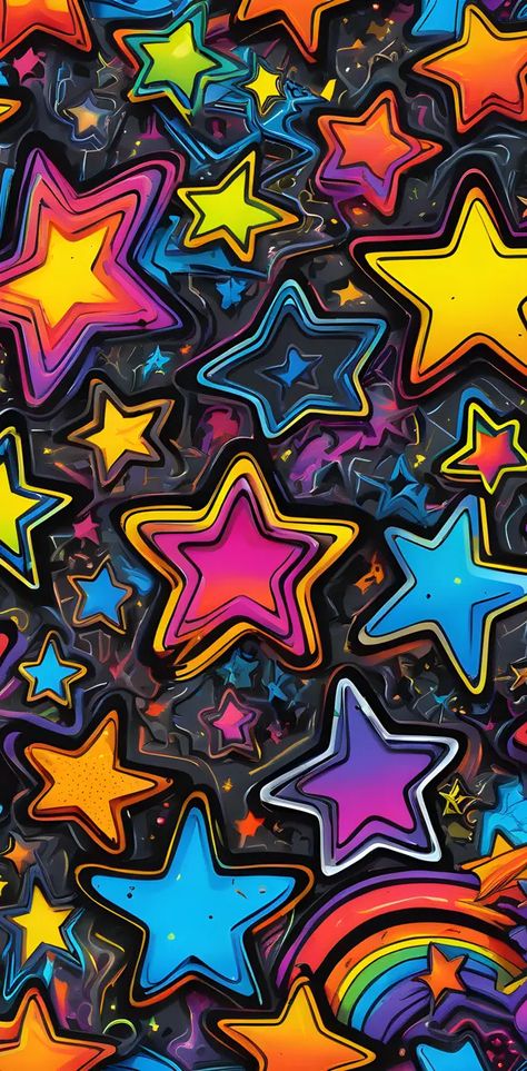 Cute Clowns Wallpaper, Colorful Space Wallpaper, Colorful Stars Aesthetic, Scene Aesthetic Background, Eyestrain Art Background, Clown Backgrounds, Funky Wallpaper Iphone, Lgbt Background, Nostalgia Aesthetic Wallpaper