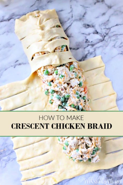 Crossaint Ring Recipes, Crescent Chicken Bundles, Braided Crescent Roll Recipes, Recipes Using Refrigerated Crescent Rolls, Crescent Roll Braids, Braided Chicken Bread, Crescent Roll Braid Recipes, Rotisserie Chicken And Crescent Rolls, Crescent Rolls Dinner Ideas