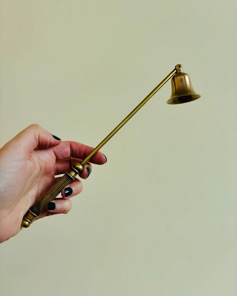 🕯️🍂Vintage Brass Candlestick Collection, Set of Five, Halloween Candleholders and Brass Candle Snuffer🍂🕯️$80//AVAILABLE *Black Candles are not included with the candle holders. The largest finger looped candle holder fits various sizes of candles so that’s a bonus! Also the bell shaped candle holder is infact a functional bell! Candleholders will be shipped/sold free of any wax build up but please note there are varying degrees of patina on all of them. Candlestick Collection, Shaped Candle, Vintage Brass Candlesticks, Brass Candlestick, Candle Snuffer, Black Candles, Brass Candle, Brass Candlesticks, Candle Shapes