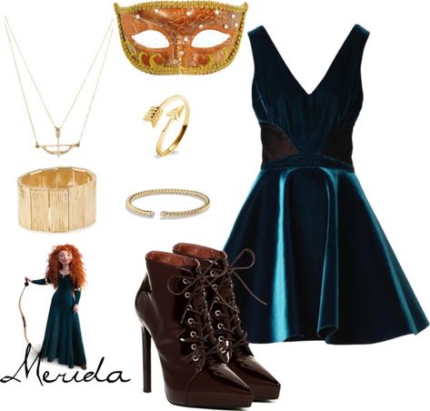 What to Wear: Disney Inspired Masquerade Outfits Merida Disneybound, Masquerade Party Outfit, Masquerade Ball Outfits, Pixar Brave, Ball Outfits, Masquerade Outfit, Masquerade Ball Party, Disney Clothing, Cute Disney Outfits