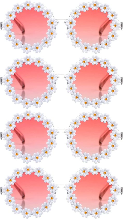 Amazon.com: 4 Packs Daisy Flower Sunglasses Daisy Shape Round Glasses Novel Floral Party Sunglasses Eyewear for Women (Pink Gradient) : Clothing, Shoes & Jewelry Gradient Clothing, Floral Sunglasses, Flower Kids, Flower Sunglasses, Party Sunglasses, Pink Gradient, Floral Party, Round Glasses, Women Pink