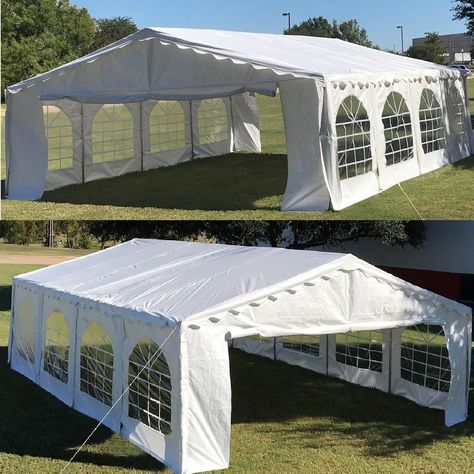 PRICES MAY VARY. ✅DURABLE STEEL FRAME: Our tent boasts a robust steel frame for lasting durability. The frame is built with a sturdy 1.5 inches (38mm) galvanized steel tube, featuring a diameter of 1.66 inches (42mm) for the metal connector. Also, included are 4 super stakes for added stability. This ensures reliable support and resilience for your outdoor events. ✅PREMIUM FABRIC: Our tent boasts a waterproof top crafted from 160g PE cloth. The sides come equipped with 140g PE removable window w Party Tents Ideas, Canopy Decorations Outdoor Party, Outdoor Party Decorations Backyards, Backyard Tent Party, Tents For Parties, Backyard Tent Wedding, Outdoor Wedding Party, Backyard Tent, Event Venue Spaces