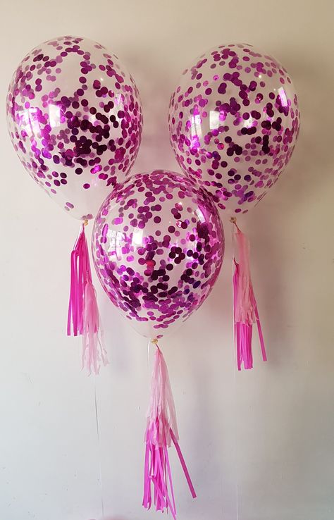 Confetti 16" Balloons.  www.balloons.net.au Balloon Ball, Bubble Dome, Beautiful Balloons, 16 Balloons, Clear Balloons, Pink Party, Pink Balloons, Confetti Balloons, Pink Parties