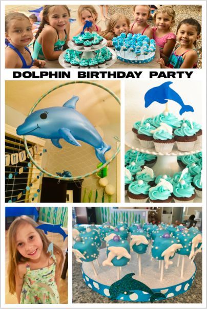 Dolphin Themed Birthday Party: plan the perfect under the sea birthday party with these dolphin themed cupcakes, marshmallow pops, and a ton of ocean themed decorations. kerricreatesblog.wordpress.com/2016/06/10/dolphin-birthday-party/ Dolphin Party Games, Dolphin Birthday Party Decorations, Dolphin Pool Party, Dolphin Party Decorations, Dolphin Birthday Party Ideas, Dolphin Party Ideas, Dolphin Themed Birthday Party, Dolphins Birthday Party, Dolphin Birthday Party