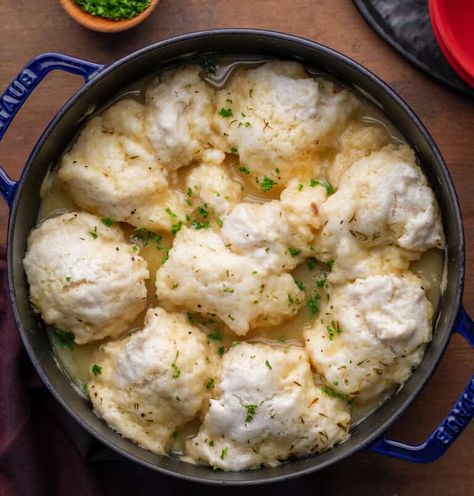 Bisquick Chicken and Dumplings is an easy way to enjoy the classic flavors of the comforting dish, made in one pot, all under 30 minutes! You really can't go wrong with this hearty and flavorful comfort food, especially when you want to warm up during the colder months. Bisquick Chicken And Dumplings, Chicken And Bisquick Dumplings, Bisquick Dumplings Recipe, Bisquick Dumplings, Best Chicken And Dumplings, Bisquick Chicken, Homemade Bisquick, Best Dumplings, Dumpling Dough