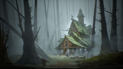 ArtStation - The Hut on the Swamp Swamp Village Fantasy Art, Swamp Hut Concept Art, Swamp Hut, Swamp Background Art, Swamp Fantasy Landscape, Swamp Illustration Fantasy Art, The Mood, In 3d, Hello Everyone