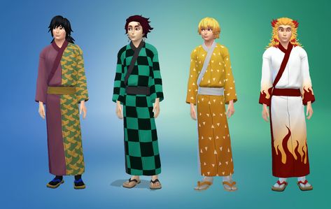 Rengoku Sims 4 Cc, Demon Slayer Sims 4, Sims 4 Demon Slayer Cc, Demon Slayer Sims 4 Cc, Sims 4 Cc Demon Slayer, Daki Pfp, Tsunade Senju, Sims 4 Anime, Sims 5