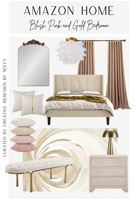 Amazon Designer Blush and Beige Inspired Bedroom! Shoppable Links, Amazon Home, Found It on Amazon, Designer Inspired, Modern Home, Home Decor, Rug, Bedroom Decor, Chandelier, Sconces, Nightstands, mirror, bench, Lamps, Upholstered Bed, Black and White Bedroom Design Mirror Bench, Bed Black And White, Cream And White Bedroom, Found It On Amazon, Black And White Bedroom, White Bedroom Design, Inspired Bedroom, Bed Black, Room Refresh