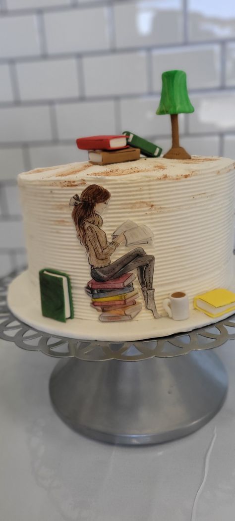 #girlbookcake #bookreadingcake #fondantbookcakeideas # Book Worm Cake Ideas Birthday, Cake Designs Book Theme, Cake Ideas For Book Lovers, Stack Of Books Cake Ideas, Cakes With Books Theme, Birthday Cake Ideas For Book Lovers, Bookworm Cake Ideas, Book Lovers Cake Ideas, Birthday Cakes For Book Lovers