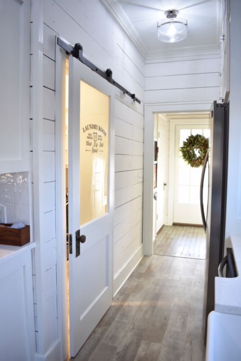 Southern Cottage Homes, Farmhouse Interior Doors, Laundy Room, Laundry Doors, Southern Cottage, Laundry Room Doors, Laundry Room Renovation, Farmhouse Laundry, Farmhouse Laundry Room