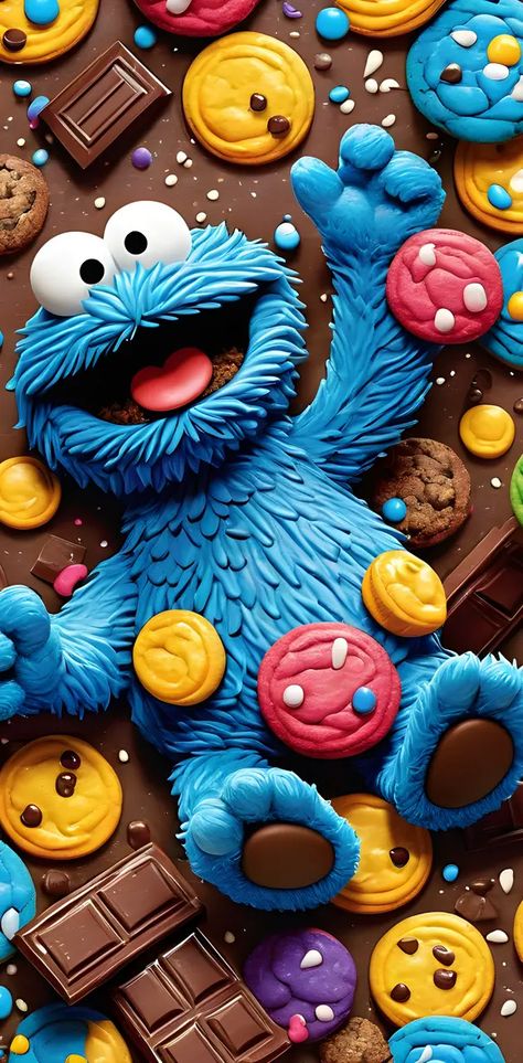 Cookies Wallpaper Iphone, Wallpaper Background Blue, Cookie Monster Images, Sprinkles Wallpaper, Toddler Wallpaper, Cookie Wallpaper, Cookie Monster Wallpaper, Monster Wallpaper, Cookies Monster