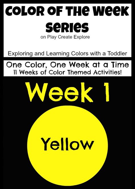 Color of the week series on Play Create Explore. Exploring one color a week for 11 weeks of fun color themed activities! Week one: YELLOW! Lots of Yellow sensory bins, activities, and ideas for exploring the color yellow with toddlers! Yellow Crafts Preschool Activities, Colors Activities, Preschool Color Activities, Yellow Crafts, Color Of The Week, Sensory Activities Toddlers, Preschool Colors, Toddler Classroom, Toddler Education