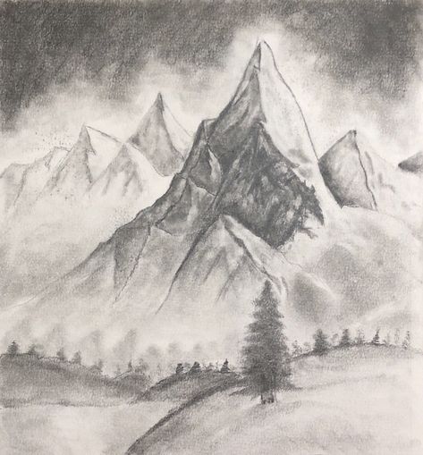 A sketch that I just tried to do.  I added the link of the picture that I used for this drawing. Mountains Pencil Drawing, Mountain Sketch Pencil, Mountain Scene Drawing, Mountain Drawings, Mountain Landscape Drawing, Mountain Sketch, Art Docent, Landscape Pencil Drawings, Mountain Drawing