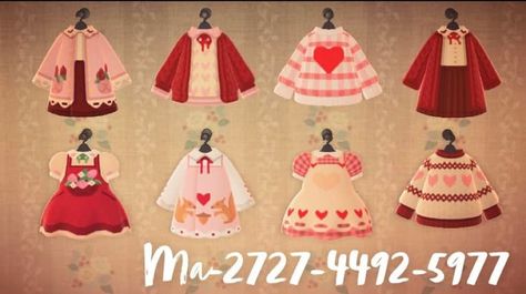 Custom Design Clothes Acnh, Red Acnh Design, Acnh Bow Designs, Valentines Animal Crossing, Acnh Clothes Design Id Pink, Acnh Red Codes, Acnh Valentines Day Ideas, Acnh Cute Designs, Acnh Pink Clothes