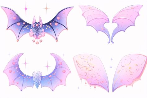 Premium Photo | Enchanting Halloween Delights Cute Stickers amp Graphics with Pink Bats and Fairies Bat Art, Pretty Knives, Kawaii Tattoo, Beautiful Tattoo, Logo Psd, Image Icon, Fairy Wings, Card Banner, Poster Invitation