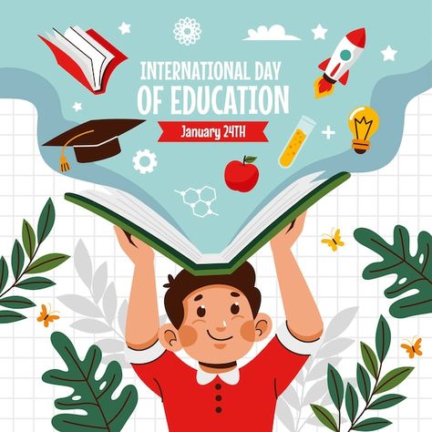 International Education Day Poster, Graphic Design School Poster, Poster Design Education, International Day Of Education, World Book Day Ideas, Education Illustration, Seni Mural, Education Poster Design, Quiz Design