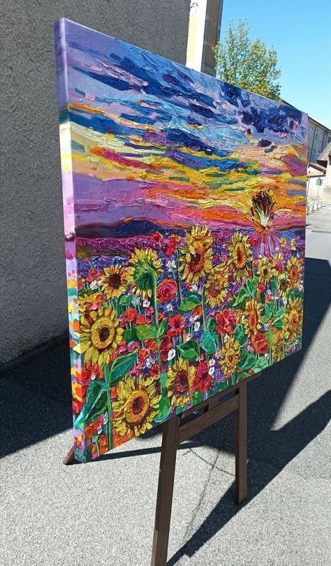 Emotion Art, Lovers Painting, Experiential Art, Arte Van Gogh, Sunflower Field, Art Painting Gallery, The Sunflower, Diy Canvas Art Painting, Mini Canvas Art