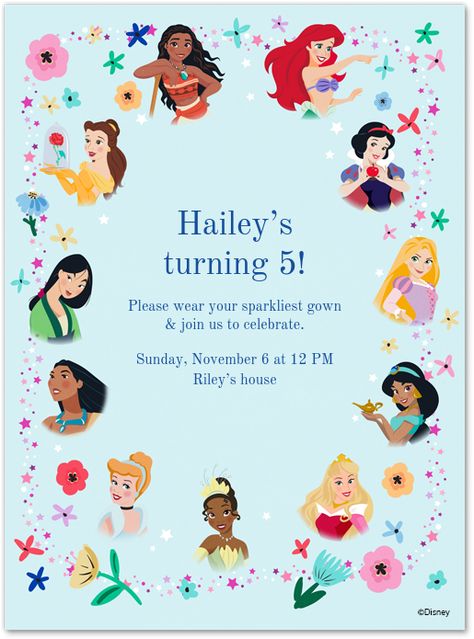 Disney Princess Invitations Free, Disney Invitations Birthday, Disney Princess Sleepover, Disney Princess Invitations Template, Disney Princess Birthday Invitations, Disney Princess Birthday Card, Disney Birthday Theme, Disney Birthday Invitations, Princesses Invitation