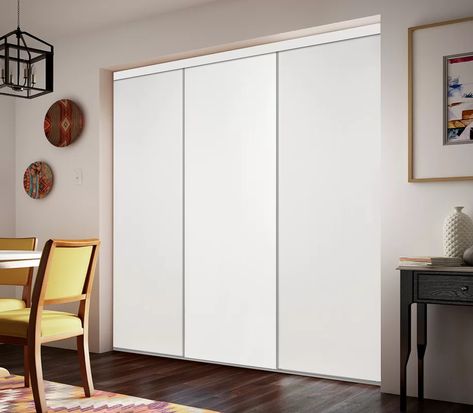 Custom Door and Mirror Flush Manufactured Wood Unfinished Smooth Solid Core Primed Interior Sliding Closet Doors | Wayfair Mirror Sliding, Sliding Closet Door, Roller Design, Sliding Closet, Sliding Closet Doors, Closet Door, Solid Core, Custom Door, Closet Doors