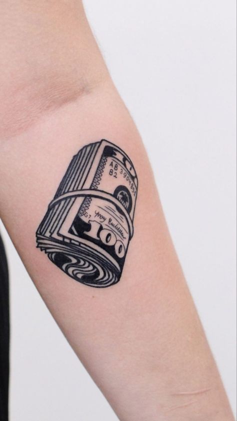 Dollar Tattoo, Pop Culture Tattoos, Trippy Tattoo, Culture Tattoos, Simple Tattoos For Guys, Money Tattoo, Palm Tattoos, Tattoo Magazine, Cool Arm Tattoos