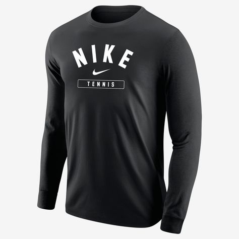 For some of us, it's more than a game. Show everyone what it means to you in this classic Nike tennis shirt. Lacrosse Shirts, Mens Lacrosse, Mens Casual Dress Outfits, Tennis Shirts, Nike Football, Men's Long Sleeve T-shirt, Nike Swoosh, Nike Store, Mens Sportswear