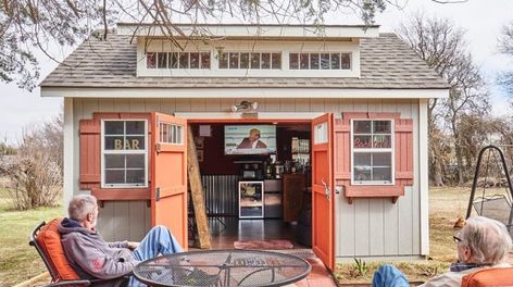 Elite Man Cave Edited 2 Man Cave Shed Ideas Backyards, Backyard Coffee Shop, Man Cave Shed Ideas, Shed Storage Ideas, Shed Design Plans, Cabin Beds, Man Cave Shed, Shed Cabin, Bar Shed