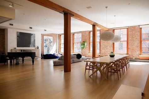 Architectural Characteristics of NYC Lofts · Fontan Architecture Soho Loft Nyc, Exposed Brick Loft, Dumbo Loft, Interior Design Loft Style, New York Loft Style, Apartments In Nyc, New York Style Apartment, Loft Style Living Room, Loft Vibes