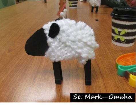 Sunday school craft - on Good Shepherd Sunday the kids made fuzzy sheep with clothes pin legs and wooly yarn wrapped around cardboard bodies. Felt ears finished the flock. Pin Legs, Sheep Crafts, Sunday School Crafts, Sunday School, School Crafts, Clothes Pins, Fun Activities, Sheep, Felt