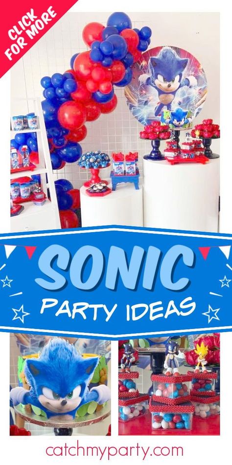 Sonic Themed Food, Sonic The Hedgehog Birthday Party, Sonic Birthday Party, Party Food For Adults, Sonic Birthday Parties, Sonic Party, Hedgehog Birthday, Sonic Birthday, Party Trends