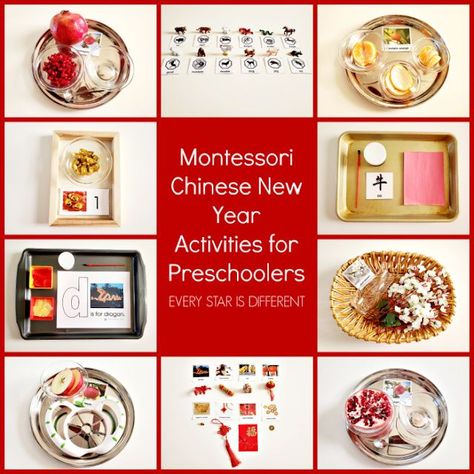 Montessori Chinese New Year Activities for Preschoolers Chinese New Year Theme Preschool, Lunar New Year Montessori, Chinese New Year Montessori, Lunar New Year Toddler Activities, Chinese New Year Activities For Toddlers, Lunar New Year Preschool, Lunar New Year Activities For Kids, New Years Activities For Toddlers, Preschool Collage