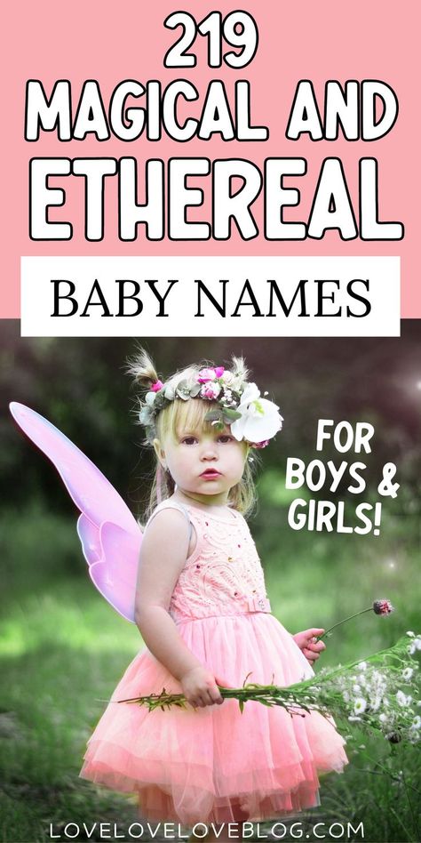 Ethereal baby names for boys and girls with meaning and origin. Ethereal Girl Names, Boy Names And Meanings, Girl Names And Meanings, Ethereal Girl, Mystical Names, Fairy Names, Girl Names With Meaning, Names For Boys