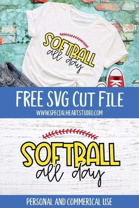 Softball Svg Files, Make A Shirt, Softball Mom Svg, Softball Equipment, Cricut Shirts, Softball Svg, Cricut Images, Softball Shirt, Free Cricut