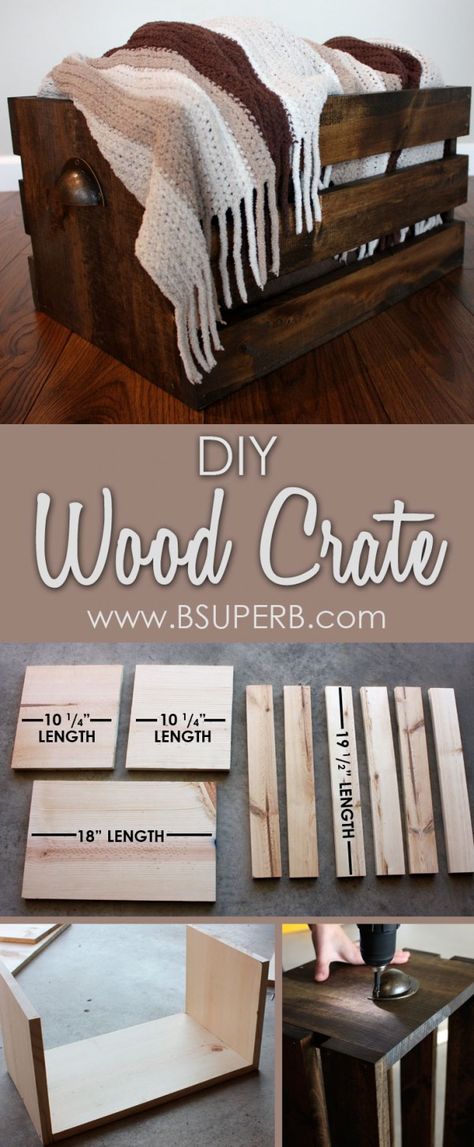 Diy Wood Crate, Crate Diy, Diy Holz, Wood Crates, Teds Woodworking, Wood Working For Beginners, Wooden Crates, Woodworking Furniture, Woodworking Designs