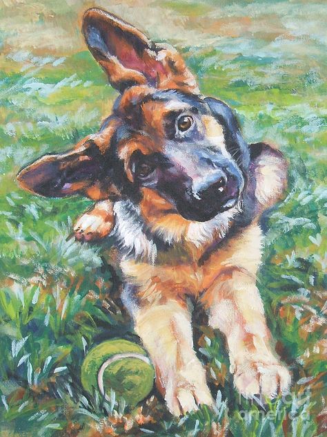 Jan Bergerlind, German Shepherd Painting, German Shepherd Art, Shepherd Art, Dog Portraits Painting, Dog Portraits Art, Gsd Puppies, Dog Painting, Bull Terriers