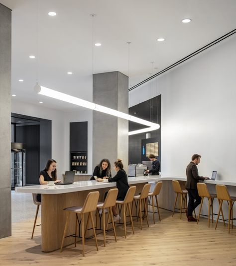 Lobby Seating, Old House Interior, Absolute Black Granite, The Firm, Social Space, Green Cushions, Brickwork, Office Interior Design, Commercial Design