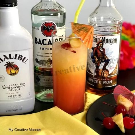 How to make a Bahama Mama cocktail using three types of Rum, pineapple and orange juice. #mycreativemanner #bahamamama Hot Cocoa Crockpot Recipe, Bahama Mama Drink, Bahama Mama Cocktail, Rum Drinks Recipes, Hot Cocoa Recipe, Cocoa Recipes, Bahama Mama, Liquor Drinks, Delicious Drink Recipes