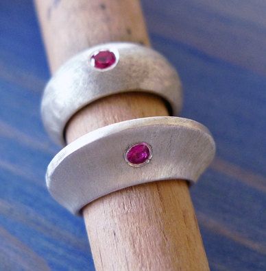 Double Chic. Modern Chunky Ring Set. With A by NoaSharonDesigns, $840.00 Unconventional Engagement Rings, Wax Ring, Handmade Sterling Silver Rings, Chunky Rings, Ruby Stone, Handmade Sterling Silver, Cocktail Rings, Ring Sets, Jewelry Crafts