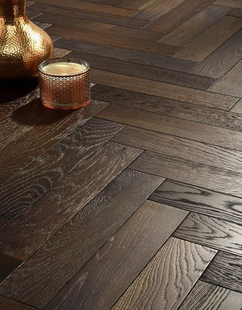 Dark Herringbone Floor, Dark Oak Flooring, Engineered Wood Floors Oak, Direct Wood Flooring, Wood Floor Design, Herringbone Wood Floor, Engineered Wood Flooring, Luxury Flooring, Herringbone Floor