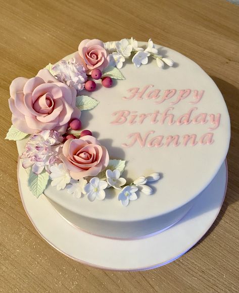 80thbirthday Cake, Beautiful Cake Design Birthdays, Heavenly Birthday Cake, Birthday Cake For Women Elegant, 75 Birthday Cake, Flower Cake Design, Blue Birthday Cakes, 90th Birthday Cakes, Fondant Flower Cake