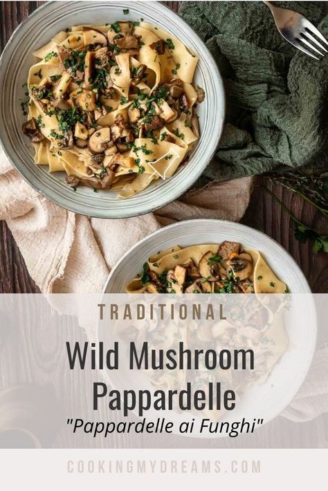 This wild mushroom pappardelle recipe is one of the reasons I look forward to this season. Fresh handmade pappardelle pasta embraces the flavors of fall with a delicious mix of wild mushroom and Porcini. Mushroom Pappardelle, Vegetarian Pasta Recipes Easy, Pappardelle Recipe, Mushroom Ragu, Cooking Breakfast, Pappardelle Pasta, Vegetarian Pasta Recipes, Bread Easy, Pasta Food