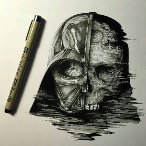 Darth Vader skull Artist? Paul Jackson, Dark Vador, Star Wars Drawings, Star Wars Tattoo, Star Wars Film, Star Wars Memes, Star Tattoos, Tattoo Sleeve, Instagram Art