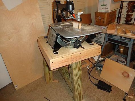 Scroll Saw Stand Plans, Scroll Saw Stand, Saw Stand, Harbor Freight, Shop Organization, Scroll Saw, Wood Working, Garage, Woodworking