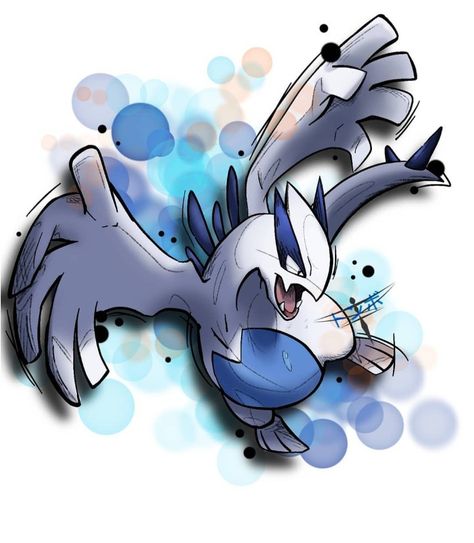 Lugia Pokemon Drawing, Lugia Pokemon Art, Lugia Tattoo, Articuno Art, Lugia Art, Lugia Pokemon, Shadow Lugia, Latios Pokemon, Flying Type Pokemon