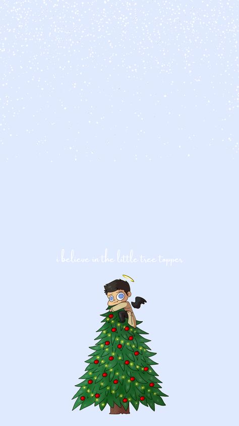 #Cas from #Supernatural on top of a #Christmas tree! Quote is from 7x17 *I do not own this art! Christmas Wallpaper Supernatural, Supernatural Christmas Wallpaper, Christmas Tree Iphone Wallpaper, Tree Iphone Wallpaper, Supernatural Christmas, Supernatural Fan Art, Supernatural Wallpaper, Christmas Wallpapers, Supernatural Fans