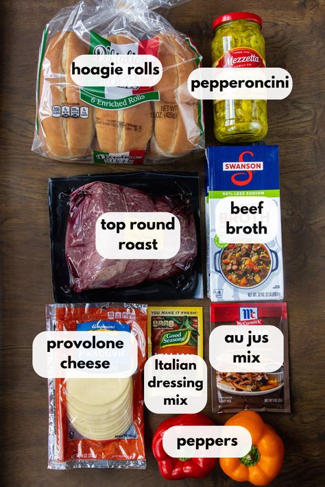 Italian Beef Sandwiches Crockpot, Italian Beef Crockpot Recipe, Crockpot Italian Beef, Italian Beef Sandwich, Hoagie Sandwiches, Crockpot Italian, Sandwich Easy, Vegetable Pasta Salads, Slow Cooker Italian Beef