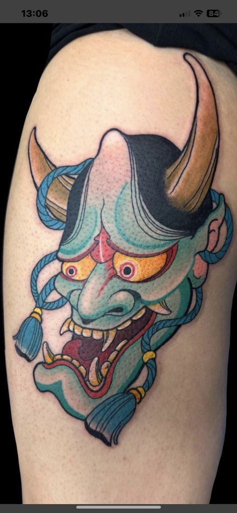 Cloak And Dagger Tattoo, Hanya Mask Tattoo, Mask Tattoos, Japanese Mask Tattoo, Oni Tattoo, Hannya Mask Tattoo, Butterfly Tattoo On Shoulder, Hannya Mask, Japan Tattoo Design