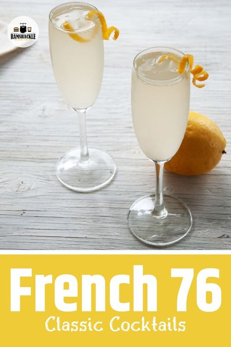 French 75 With Vodka, French 76 Cocktail Recipe, French 76, Easiest Cocktails, French 75 Recipe, French 75 Cocktail Recipes, Yum Drinks, French 75 Cocktail, Champagne Drinks