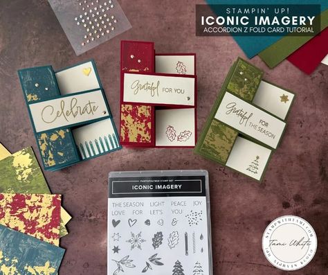 Iconic Imagery Cards – Accordion Z Fold Series #4 - Stampin' Up! Demonstrator: Tami White | Stamping, Crafting, & Card-Making Stampin Up Markers, Stamping Techniques Card Tutorials, Fancy Fold Cards, Card Tutorial, Stamping Techniques, Christmas Cards To Make, Stamping Up Cards, Specialty Paper, Card Making Techniques